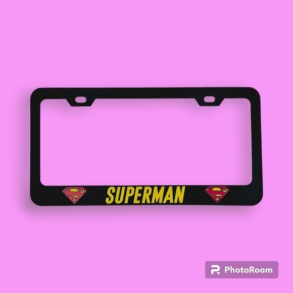 Superman Black Metal License Plate Frame - Picture 1 of 6